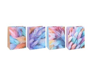 Obrázek z Dárková taška M 26x32x10 cm pírka, 4dr 